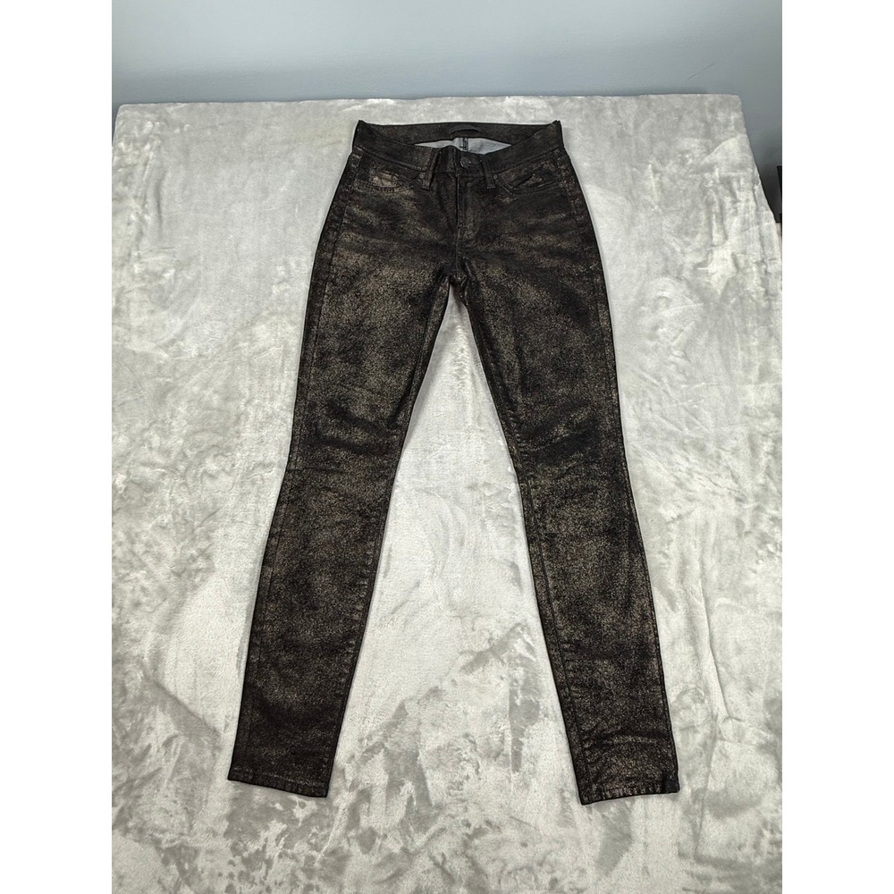 7 For All Mankind Gwenevere Metallic Foil Skinny Jeans Size 24